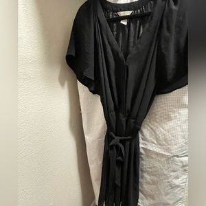 Black tie-belt mini dress